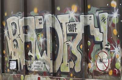 Graffity an einem Güterwagen in Padborg DK